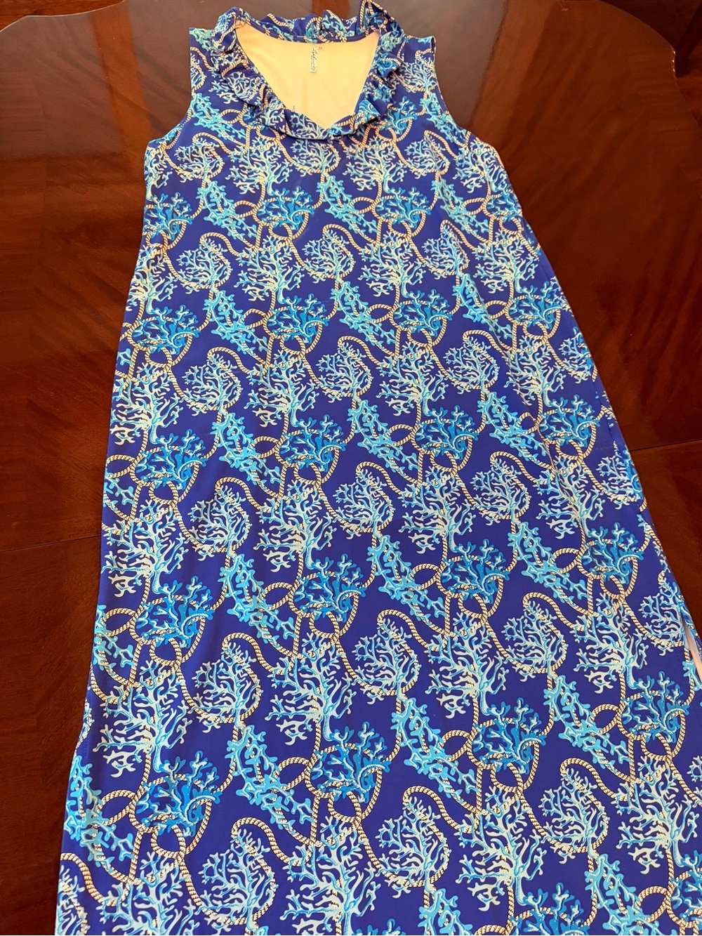 Lulu-B Multi-Blue Nautical Print Full Length Summer Dress - Picture 3 of 3